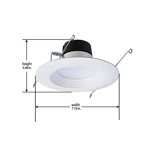 Halo retrofit light with dimension arrows, 3.38 inches high and 7.19 inches wide