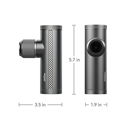Mini massage gun side and end views, 5.7 by 3.5 by 1.9 inches