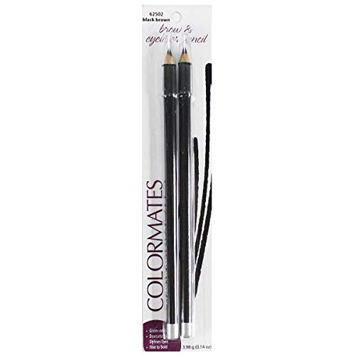 Two black brown brow and eyeliner pencils on a blister card