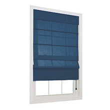 Load image into Gallery viewer, allen + roth 23-in W x 72-in L Navy Light Filtering Polyester Fabric Roman Shade
