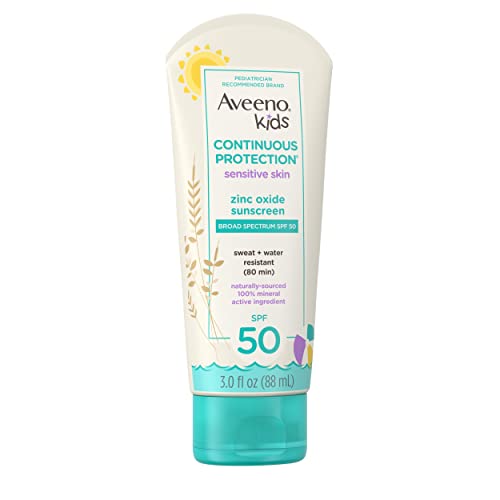 Aveeno Kids Continuous Protection Zinc Oxide Mineral Sunscreen Lotion for Children's Sensitive Skin