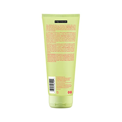 Back of the green Freeman gel mask tube with directions and ingredients