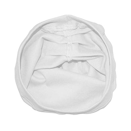 Inside view of the white stretch turban showing the gathered seam