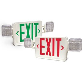Utilitech Red/Green Dual Color LED Hardwired Exit Sign and Emergency Lamp Light