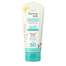 Load image into Gallery viewer, Aveeno Kids Continuous Protection Zinc Oxide Mineral Sunscreen Lotion for Children&#39;s Sensitive Skin
