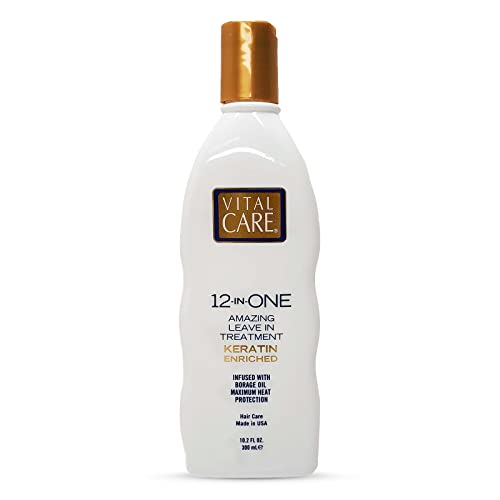 Vital Care 12-in-ONE Amazing Keratin-Enriched Leave-In Treatment - Conditioner Cream Strengthens and Protects Dry & Damaged Hair