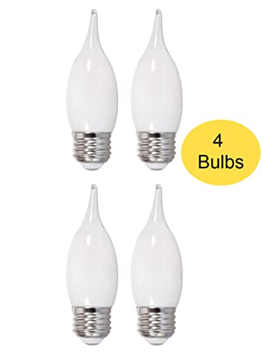 Four frosted flame-tip bulbs with medium screw bases: 4 bulbs