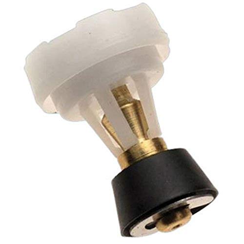 Delta faucet cartridge part with white top, brass stem and black base