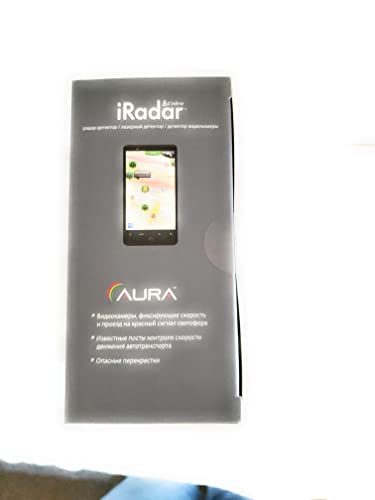 Side of the Cobra iRadar box showing the Aura camera database feature