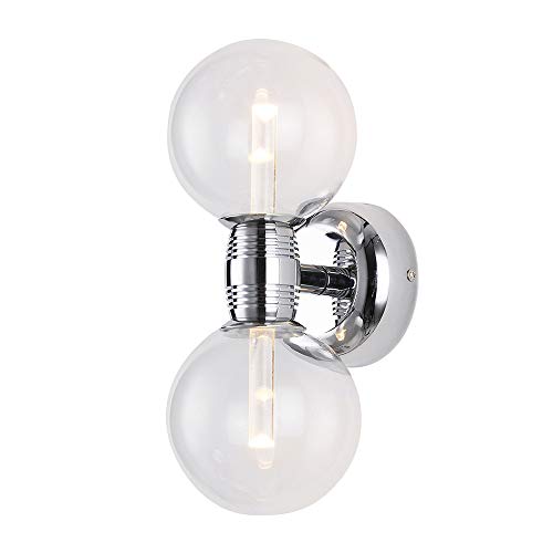 Trend RUNNLY Wall Lamp Sconce Light Bathroom Vanity Lighting with Cree Chip 2x5W, Chrome with Clear Glass