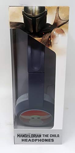 Side of the Mandalorian The Child headphones box with the Mandalorian's helmet