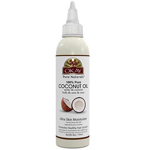 OKAY | 100% Pure Coconut Oil | For All Hair Textures & Skin Types | Ultra Skin Moisturizer & Promotes Healthy Hair Growth | All Natural | Free Of Parabens, Silicones, Sulfates , yellow , 4 Oz - Realmdrop Shop