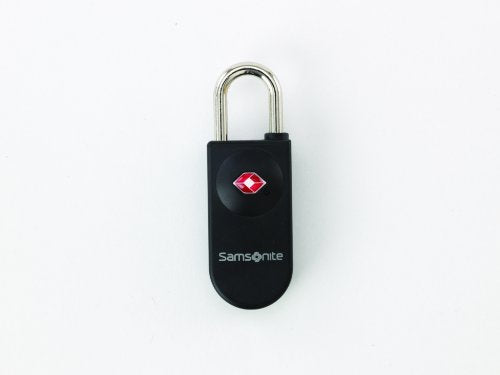 Black card key luggage padlock with a red travel sentry diamond