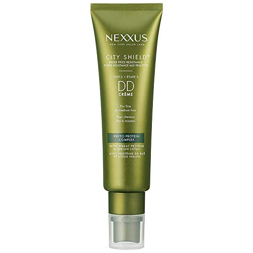 Olive green Nexxus City Shield DD Creme tube, step 3, for fine to medium hair