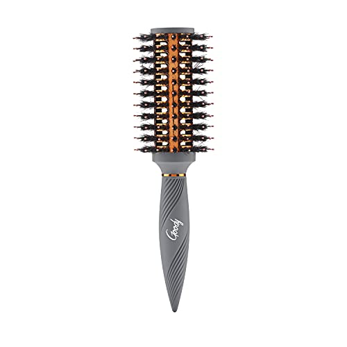 Goody thermal round brush with orange ceramic barrel, boar bristles and grey grip