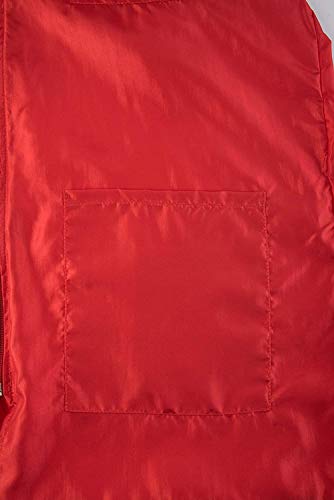 Lower patch pocket on the red nylon barber jacket