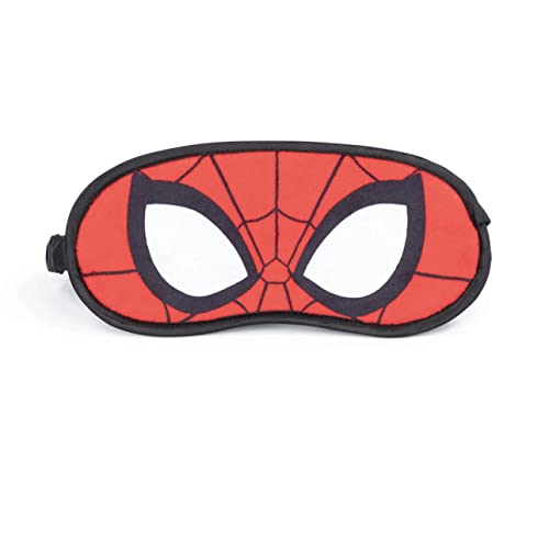 Red Spider-Man sleep mask with web pattern and white eyes