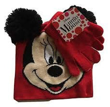 Load image into Gallery viewer, Disney Minnie Mouse Pom Pom Knit Cap and Glove Set
