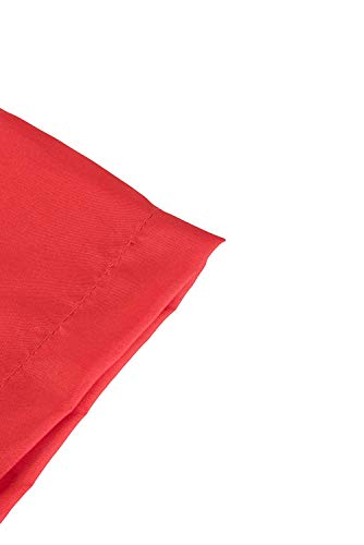 Close-up of the stitched sleeve hem on the red nylon jacket