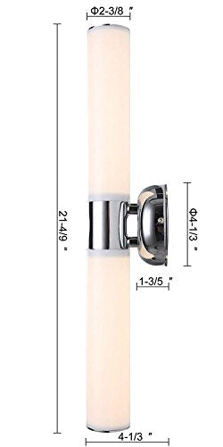 Opal tube sconce dimension drawing, 21 4/9 inches long with a 4 1/3 inch wall plate
