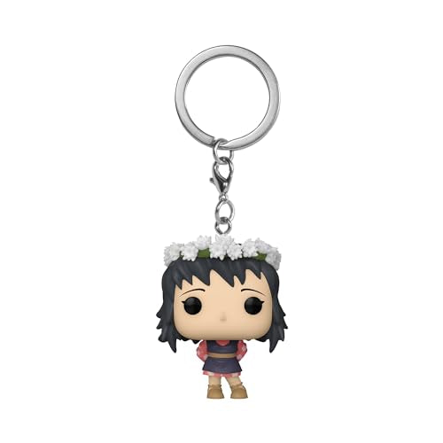 Makomo keychain figure with a white flower crown and pink sleeves on a silver ring