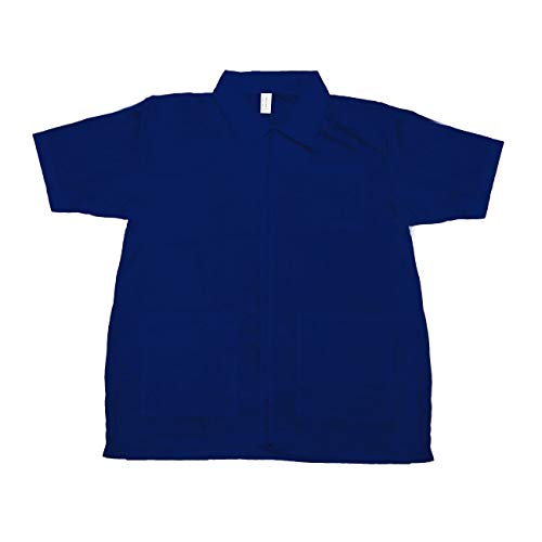 Betty Dain Nylon Barber Jacket, Short-Sleeves, Water Resistant, Machine Washable Lightweight Crinkle Antron Nylon, Zip Front, Two Lower Front Pockets and One Chest Pocket, Navy, S - Realmdrop Shop