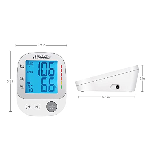 Sunbeam HL858A2-LT Automatic Upper Arm Blood Pressure Monitor with Voice Broadcast Technology, 2 Cuffs in Standard and XL, Clinically Tested, Storage Case, Power Adapter and Batteries Included