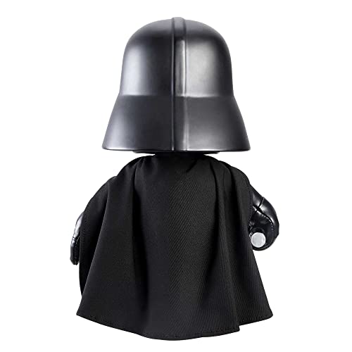 Back of the Darth Vader plush showing the helmet and black cape