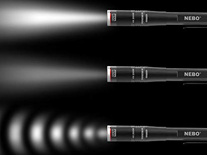 NEBO Rechargeable Pen Light Flashlight 360-Lumens Inspector Rechargeable Flashlights Features Flex Power, Meaning it can be Operated by The Included Rechargeable Battery or by 2X AAA Batteries