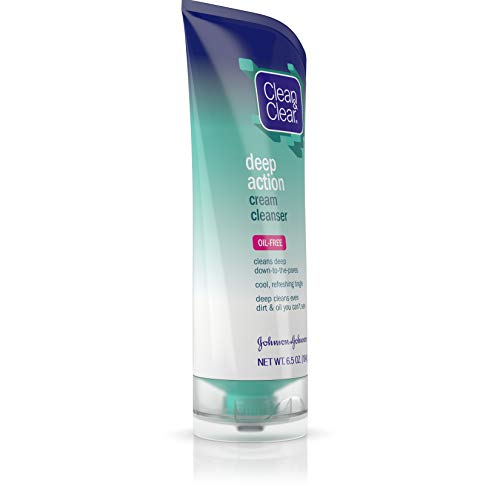 Clean & Clear OilFree Deep Action Cream Facial Cleanser with Salicylic Acid Acne Medication Cooling Face Wash for Deep Pore Cleansing of AcneProne Skin 6.5, 1 Fl Oz - Realmdrop Shop