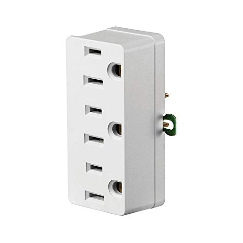 Leviton 698-W 15 Amp, 125 Volt, Triple outlet Adapter, Grounding, White