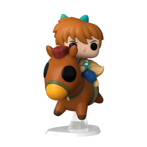 Shippo on a leaping brown horse with a yellow nose, on a clear stand