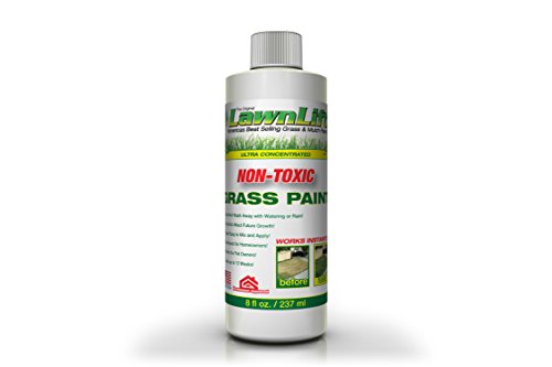 8 fl oz bottle of LawnLift ultra concentrated non-toxic green grass paint