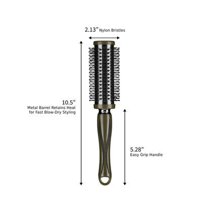 Wild Primrose by Conair Hot Curling Nylon Round Hairbrush for Top-Rated Smooth Waves or Curls in Olive Green, 1ct