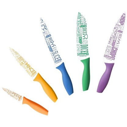 Cuisinart 10-Piece Ceramic Coated Knife Set (Chop Slice Dice Mince Peel Print)