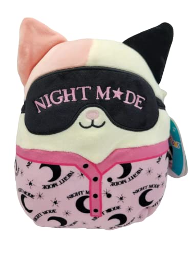 Official KellyToy Squishmallows 8” Sleepy Pajamas Winter Release Plush Stuffed Toy (Katsla Cat Night Mode Mask)