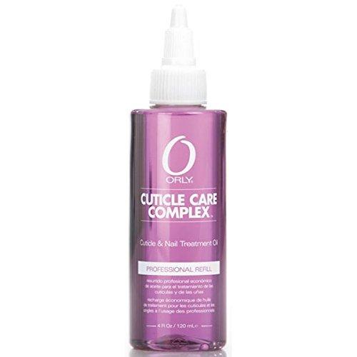 Orly Cuticle Care Complex cuticle and nail oil in a 4 oz purple refill bottle with a white nozzle cap
