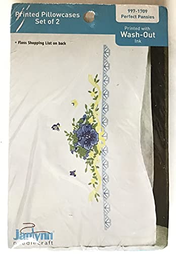 Perfect Pansies Stamped Cross Stitch Pair of Pillowcases Kit