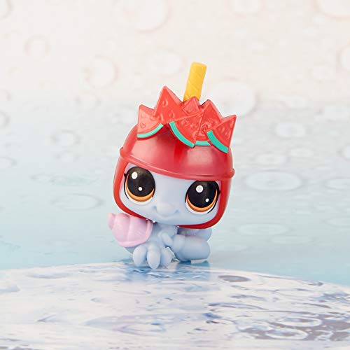 Blue octopus figure in a red strawberry slushie cup helmet