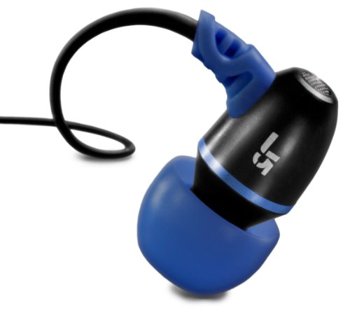 JLab Audio J5 Metal Earbuds Style Headphones, Guaranteed for Life -Black/Electric Blue