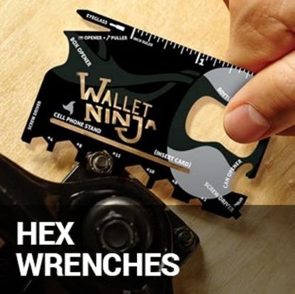 Wallet Ninja Multitool Card – 18 in 1 Credit Card Multi-Tool (Bottle Opener, Can Opener, Screwdrivers, Phone Stand & More) – Black