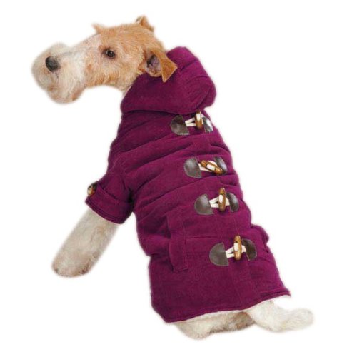 East Side Collection Cotton Corduroy Toggle Dog Coat, X-Small, Deep Raspberry