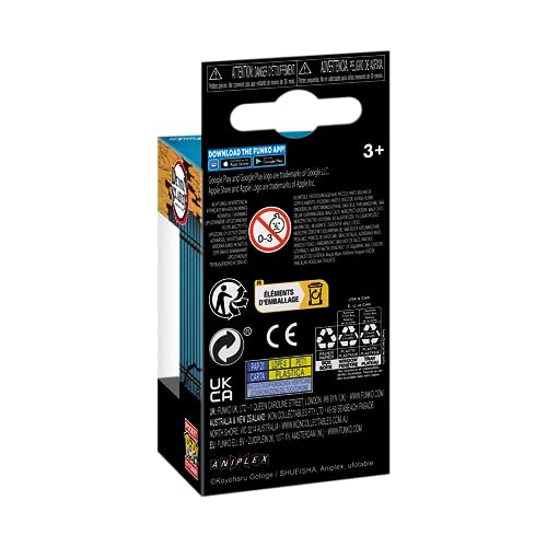 Back of the keychain box with safety warnings and recycling marks