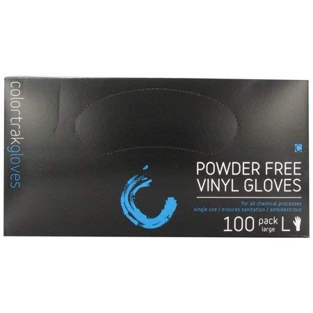 Black box of powder free vinyl gloves, 100 pack, size large