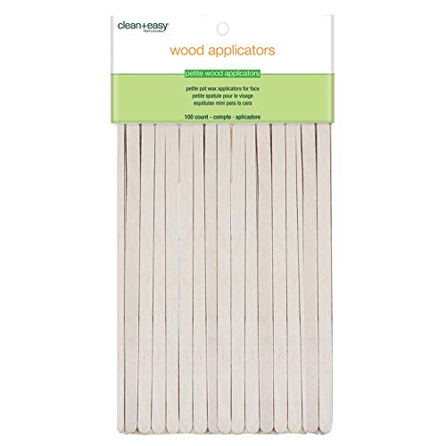 Clean + Easy Petite Waxing Sticks for Facial Waxing | Wood Applicator Spatulas for Hair Removal, 100 count