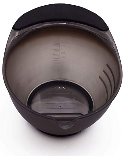 View into the tint bowl showing the measurement markings inside