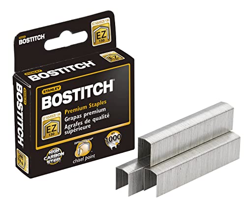 Bostitch EZ Squeeze 130 premium staples box with two strips, 1000 count