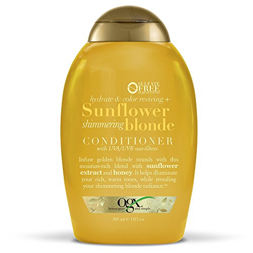 OGX Hydrate & Color Reviving + Sunflower Shimmering Blonde Conditioner with UVA/UVB Sun-Filters, 13 Ounce