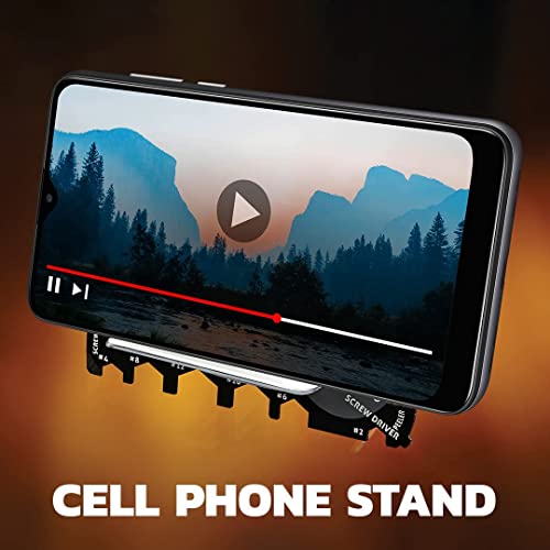 Card tool propping up a phone playing a video
