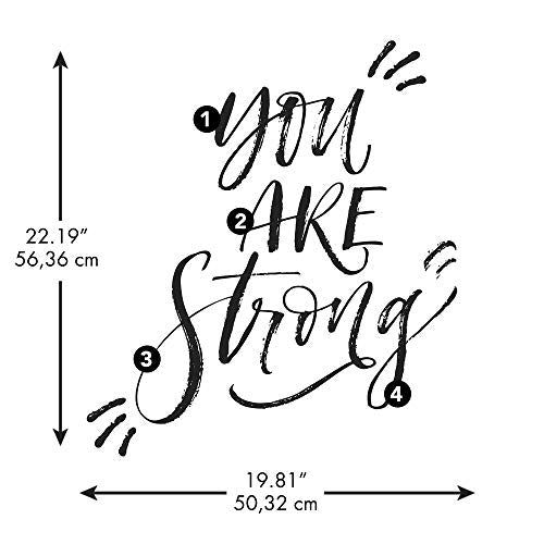 You Are Strong decal with numbered pieces, 22.19 by 19.81 inches